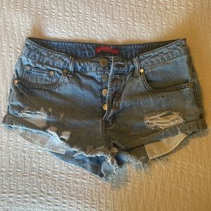 Cut off denim shorts